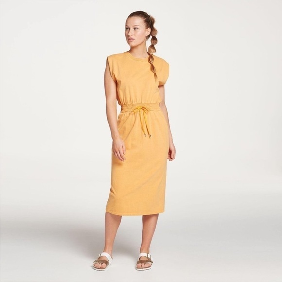 NWT CALIA by Carrie Underwood Dress Extended Shoulder Midi Sleeveless Smocked S - Picture 1 of 8